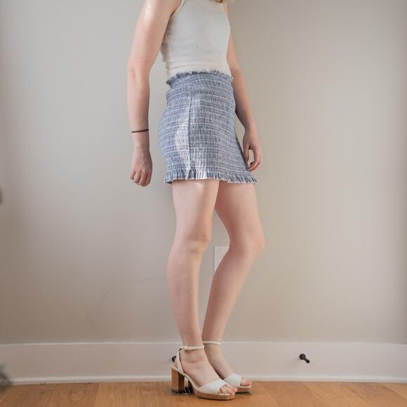 Blue Textile Ruffle Mini Skirt Cottage Indie Fairy Short Skirt from After Market - Picture 5 of 8